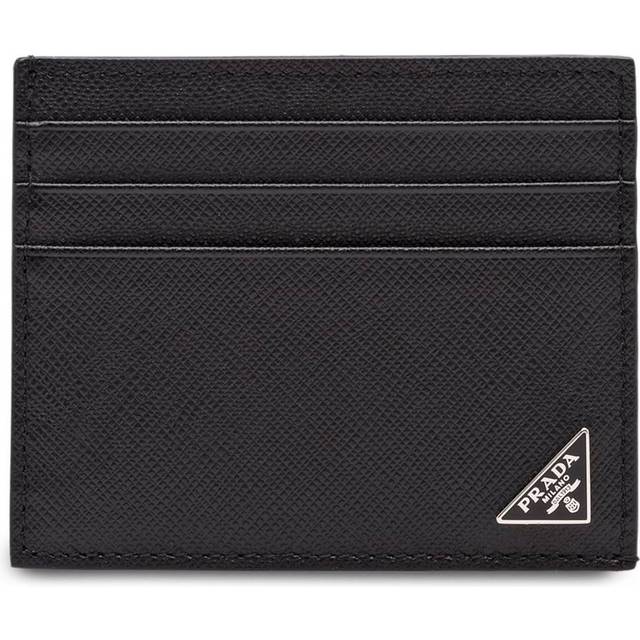 Prada Mens Black Triangle-plaque Leather Card Holder 1 Size - BLACK