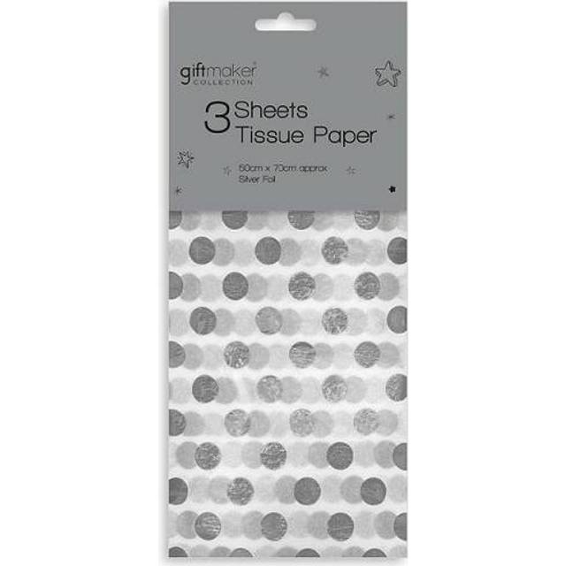 (Red) 3 Sheets Of Foil Spotty Gift Wrap Tissue Paper Choose From Gold Red Silver