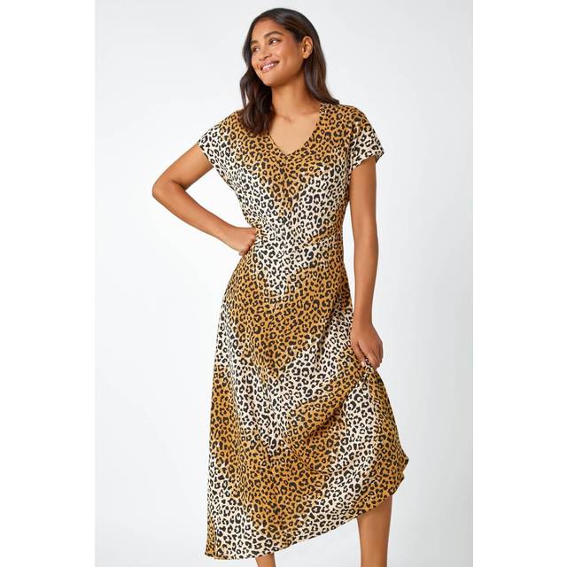 Floral print biased cut midi dress - women roman originals