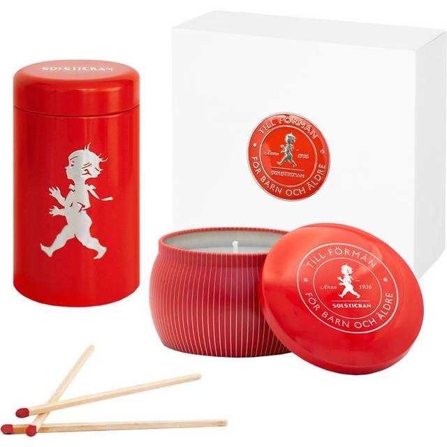 Solstickan Design Solstickan presentbox doftljus + tändsticksrör Röd-doftljus kanel & apelsin