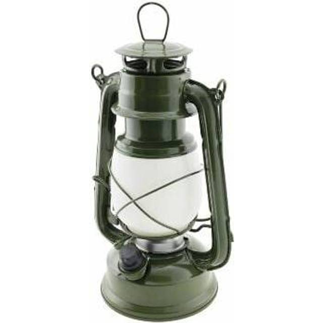 ChiliTec LED Camping Laterne Campinglampe 23cm Dimmbar Batterie 4x AA Mignon Retro Gartenlaterne ARMY GREEN mit Bügel Warmweiß