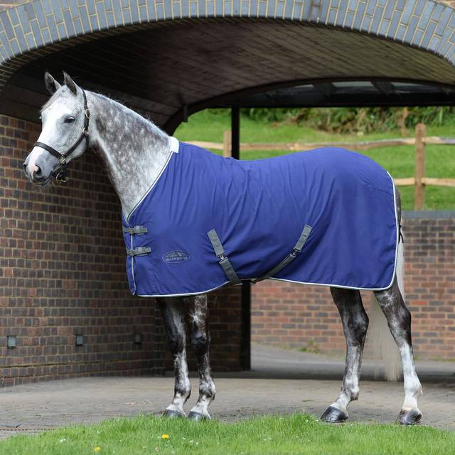 Weatherbeeta Cotton Show Sheet With Surcingles II Standard Neck - Dark Blue/Grey/White / 6'3