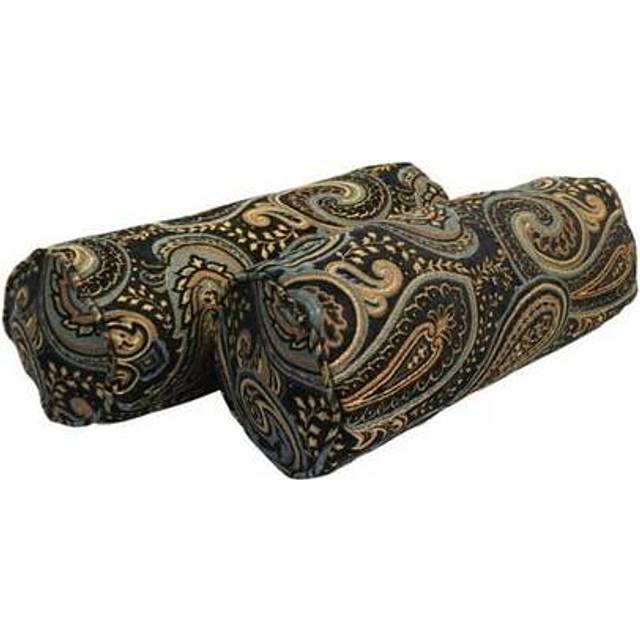 Blazing Needles Corded Jacquard Chenille Bolster Pillow, 20 x 8, Black Paisley 2 Count