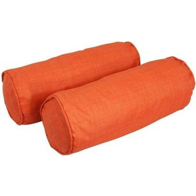 Blazing Needles Indoor/Outdoor Corded Bolster Pillow, 20 x 8, Tangerine Dream 2 Count