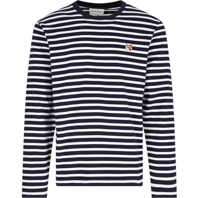 Maison Kitsuné Navy & White Fox Head Long Sleeve T-Shirt - S480 NAVY STRIPES - XXL