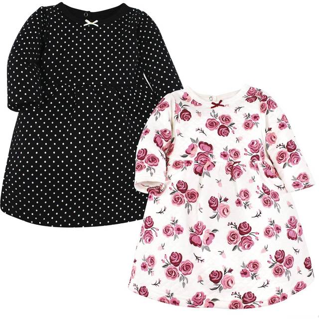 Hudson Baby Girls' Cotton Dresses  Burgundy Rose  0-3 Months