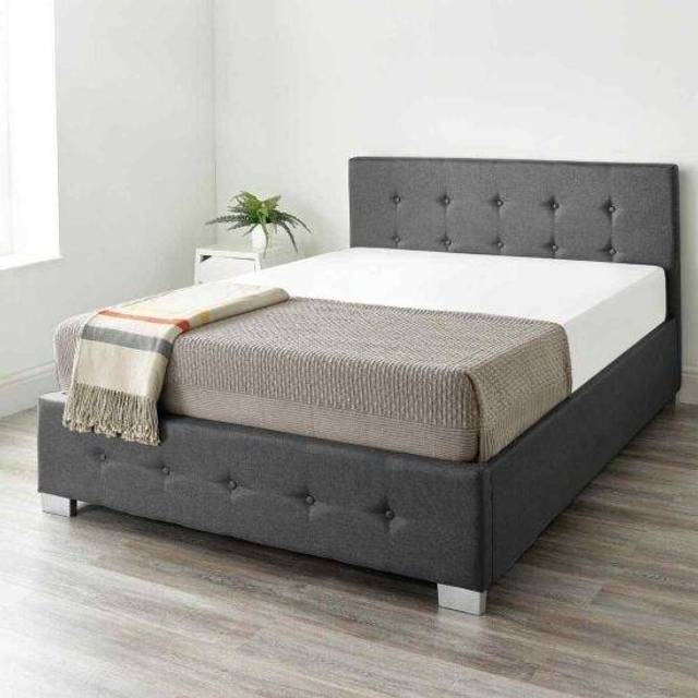 Aspire Single Black Linen End Lift Ottoman Storage Bed - Aspire Beds
