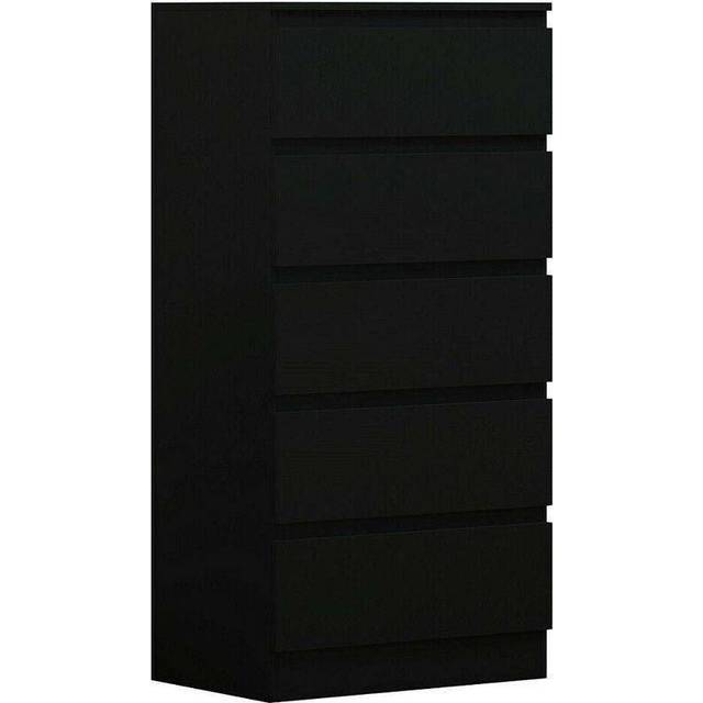 5 Drawer Tall Slim Chest Of Drawers Matt Black - Matt Black