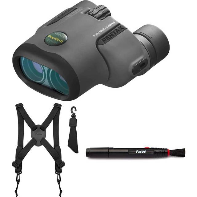 Pentax Papilio II 8.5x21 Porro Prism Binoculars with Harness and Camera Lens Cleaning Pen in Black