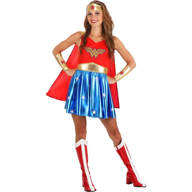 Caped Wonder Woman Adult Costume | Wonder Women Costumes - Blue&#47;Brown&#47;Red (S)