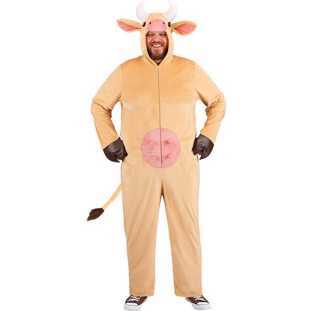 Plus Size Adult Brown Cow Costume - Pink&#47;Beige (2X)