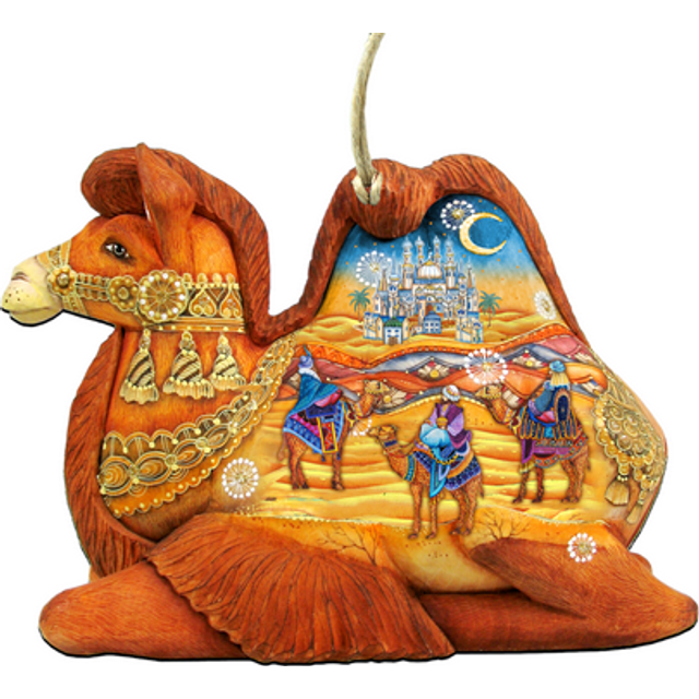 Camel Three Kings Nativity Wooden Christmas Ornament, Set of 2 Art by G.DeBrekht 8126519