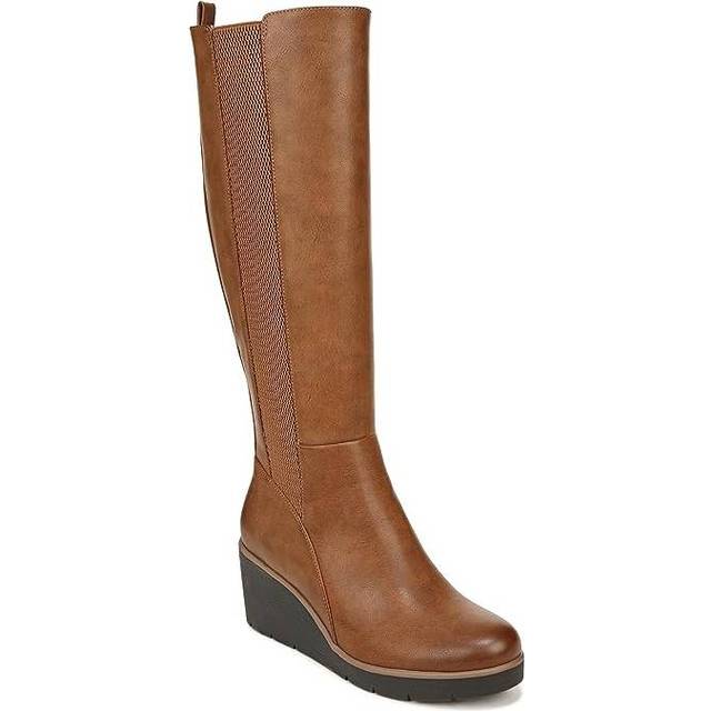Soul Adrian Wide Calf Knee High Boots, Toffee Brown Synthetic, 9.5M Round Toe, Zip Closure