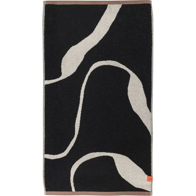 Mette Ditmer Nova Arte badhandduk 70x133 cm Black-off white - Svart