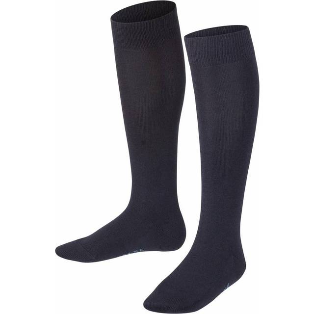 FALKE unisex barn knästrumpor Family K KH bomull lång enfärgad 1 par, blå (Dark Marine 6170), 31–34, blå, 34