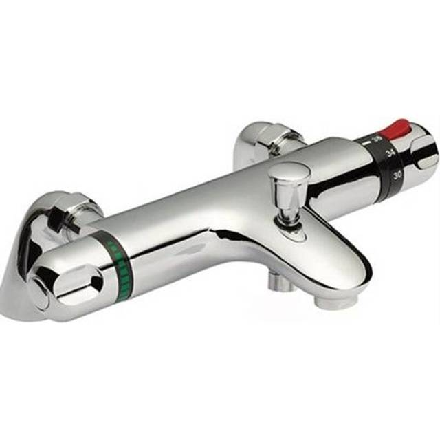 Luna, BBT0065, Chrome, Thermostatic Bath Shower Mixer Valve, Deck Mounted, Solid Brass, Anti-Scald Device, Easy to Install Replacement Bath Shower
