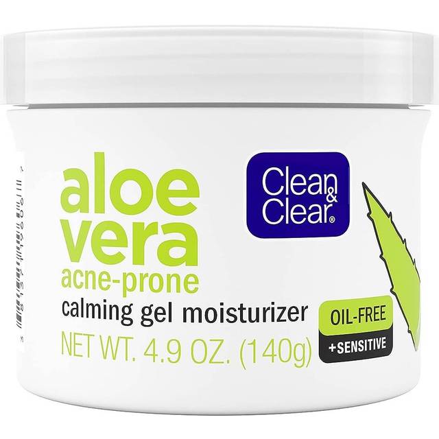 Clean & Clear Aloe Vera Calming Gel Acne Facial Moisturizer for Acne-Prone & Sensitive Skin  Oil-Free Daily Moisturizing Gel  4.9 Oz