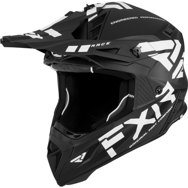 FXR Helium Race Div MX Helmet Black-White XS 53-54cm (XS 53-54cm)