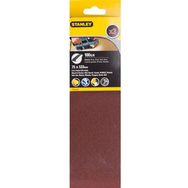 Stanley 75mm x 533mm Sanding Belts 75mm x 533mm 100g Pack of 3