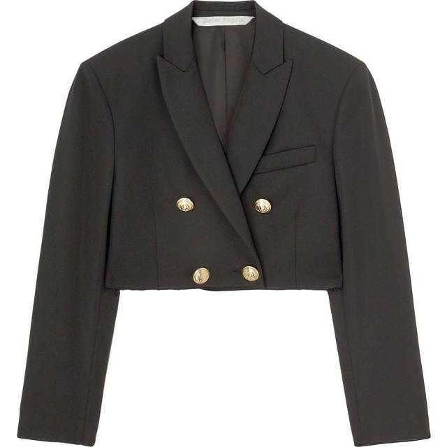 Palm Angels-Cropped Blazer Blazer And Suits Nero-Donna - Black - 40IT