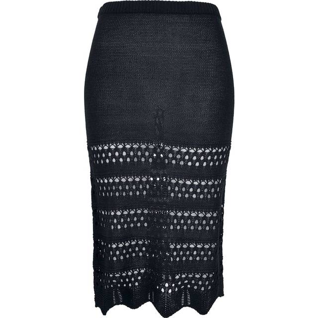 Urban Classics Ladies 3/4 virkad stickad kjol kvinnor lång kjol svart basics, streetwear, svart, M