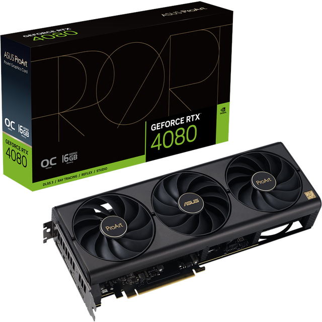 ASUS ProArt NVIDIA GeForce RTX 4080 OC Edition grafikkort, 16 GB GDDR6X 256-bit 22, 4 Gbps PCIE 4.0, GPU Tweak III, PROART-RTX4080-O16G