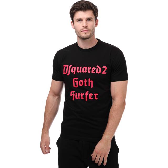Dsquared2, T-Shirts, male, Black, M, Logo Print Cotton T-Shirt
