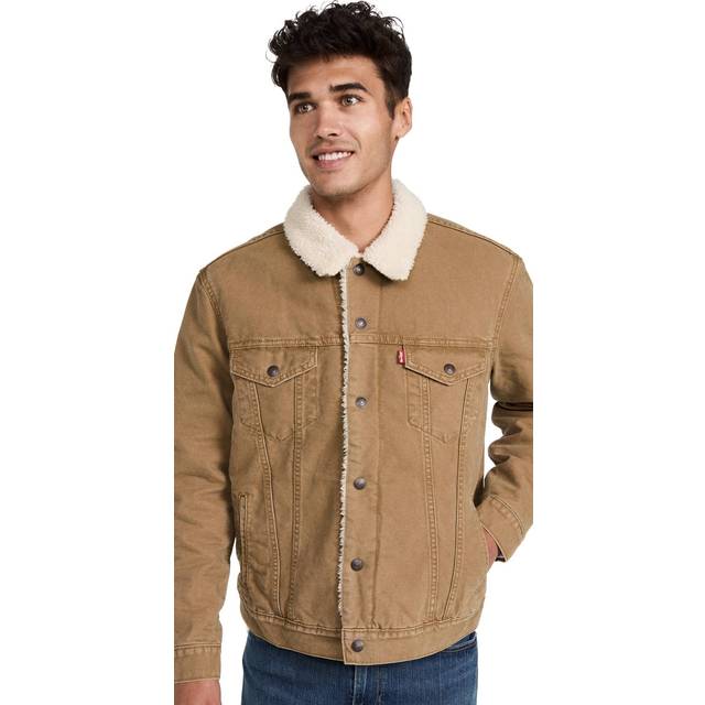 Typ III Sherpa Truckerjacka - Vit / Washed Cougar Canvas - L