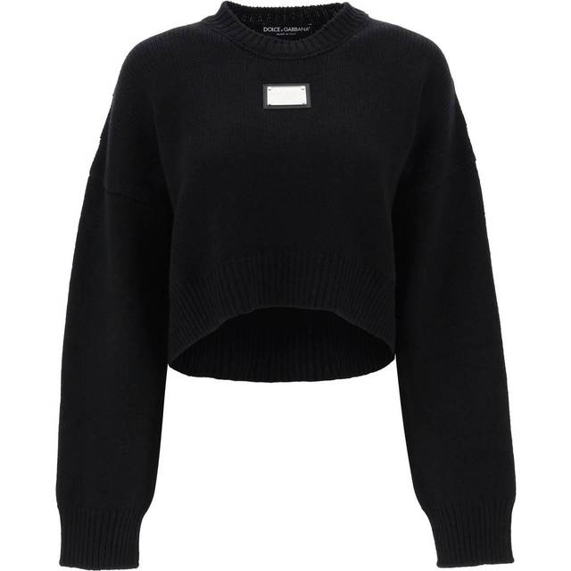 Dolce & Gabbana, Round-neck Knitwear, female, Black, XS, Black Jumpers - Pull Girocollo