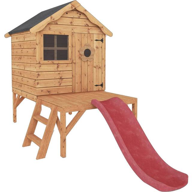 Mercia Wooden Snug Playhouse including Tower & Slide - 10 x 5ft - Natural