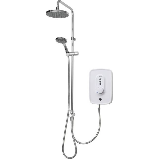 Danzi DuElec Electric Shower White 10.5kW Modern Rainfall Head Handset - Triton