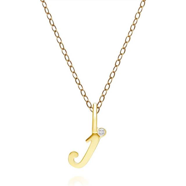 Alphabet Letter J Diamond pendant in 9ct Yellow Gold