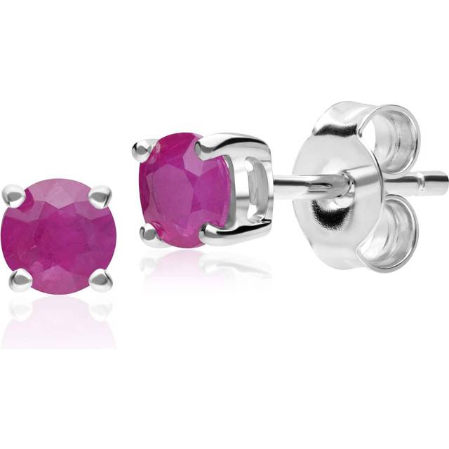 Classic Round Ruby Stud Earrings in 9ct White Gold 3.5mm