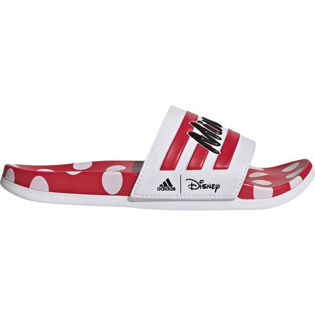 adidas Women's Adilette Comfort Slides Sandal  White/Ray Red/Core Black  5