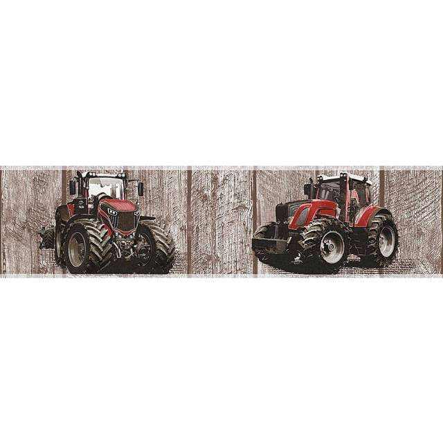 Kids childrens tractor wallpaper border 5 meters long brown red 35843-2