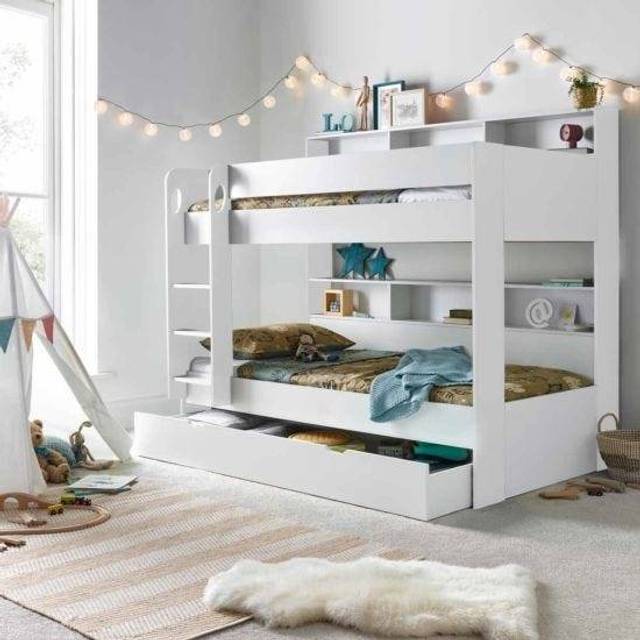 Bedmaster Oliver White Storage Bunk Bed Without Drawer, White