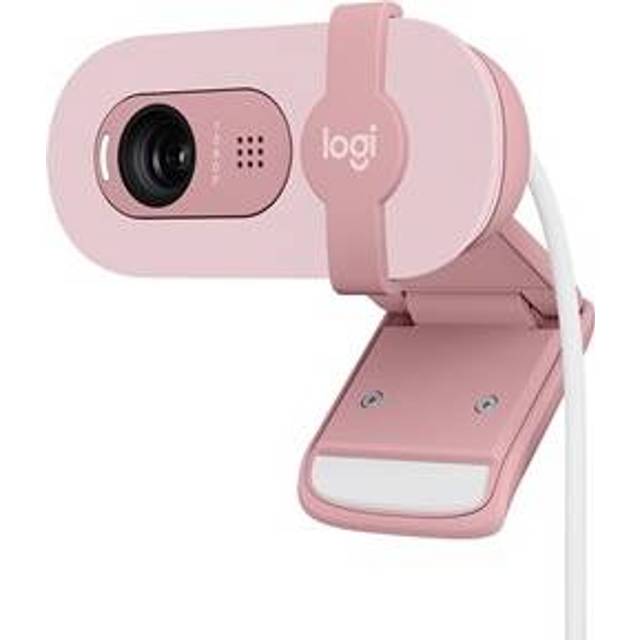 Logitech Brio 100-webbkamera med full HD för möten och streaming, automatisk ljusbalans, inbyggd mikrofon, sekretesskydd, USB-A, för Microsoft Teams, Google Meet, Zoom med mera - Rosa