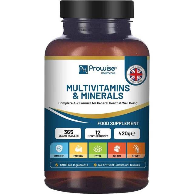 A-Z multivitaminer och mineraler I 365 veganska tabletter (1 års leverans) I 26 essentiella aktiva vitaminer, mineraler och mikronäringsämnen för män och kvinnor