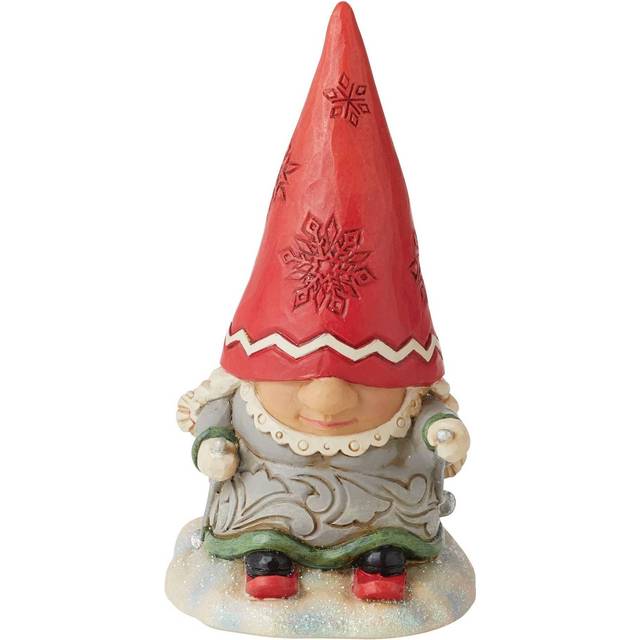 Enesco Jim Shore Heartwood Creek Gnome with Braids Skiing Figurine  4.33 Inch  Multicolor