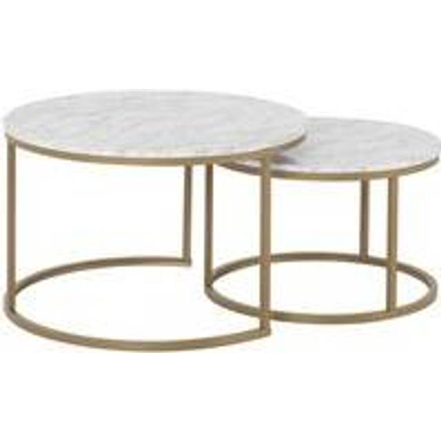 Seconique Dallas Round Coffee Table Set - Marble/Gold Effect, Multi
