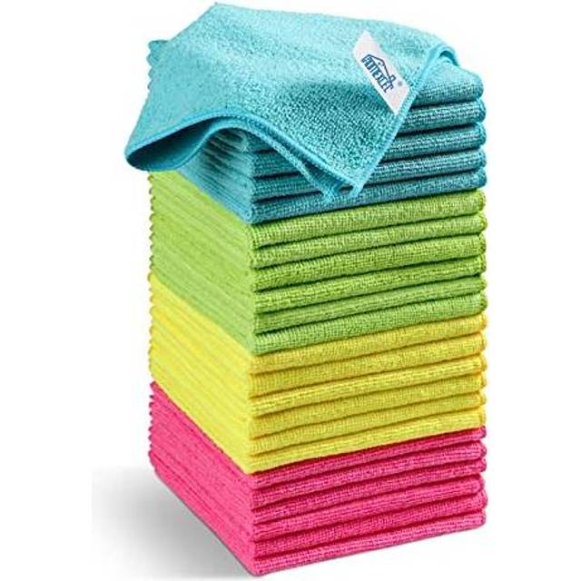 "HOMEXCEL Microfiber Cleaning Cloth 24Pack Cleaning Rag Cleaning Towels with 4 Color Assorted 11.5""""""""X11.5""""""""(Green/Blue/Yellow/Pink)"