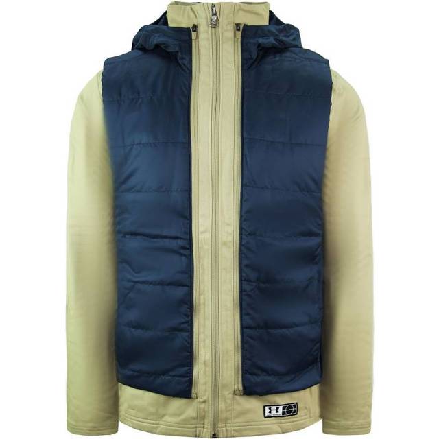 Under Armour Accelerate Transport Hooded Jacket Brown Navy Mens Coat 1318010 299 Cotton - Size Small