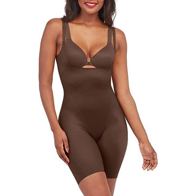 SPANXshape Invisible Open-Bust Mid-Thigh Bodysuit - CHESTNUT BROWN - Small