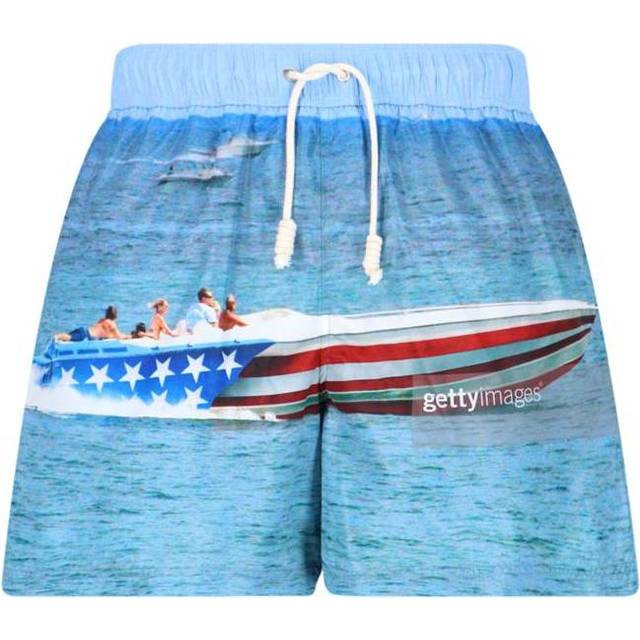 Palm Angels, Beachwear, male, Blue, L, Blue Swim Boxers - Regular Fit