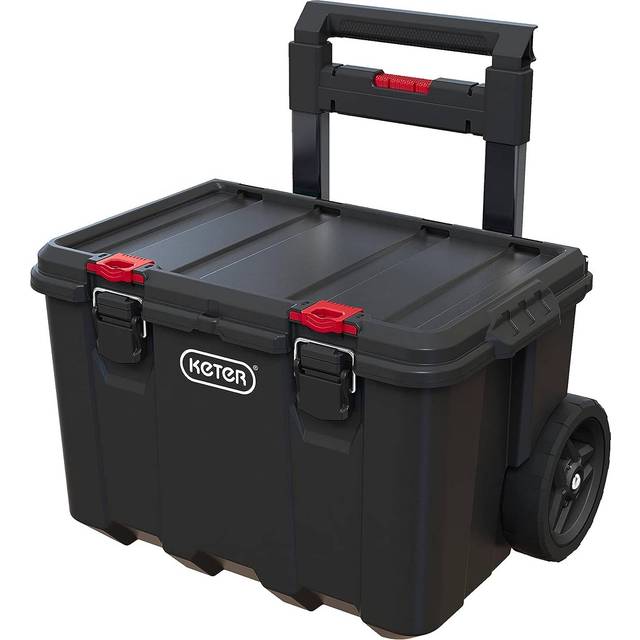 Keter Stack N' Roll 2 Piece Tool Storage Mobile Cart - Black & Red
