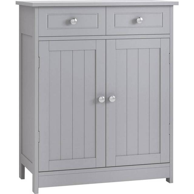 kleankin Bathroom Floor Storage Cabinet w/ 2 Drawers Door Cupboard Grey | TJ Hughes