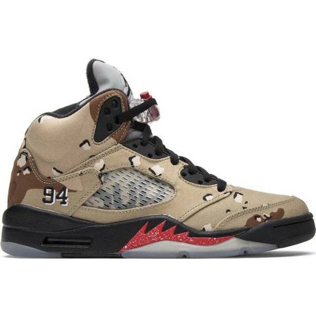 Nike Supreme x Air Jordan 5 Retro M - Chips Camo/Black/Fire Red • Price »