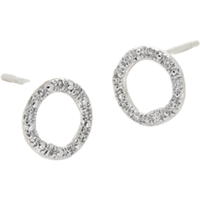 Monica Vinader Womens Silver (silver) Riva Sterling Pav&#233; Diamond Circle Stud Earrings - silver (Silver)