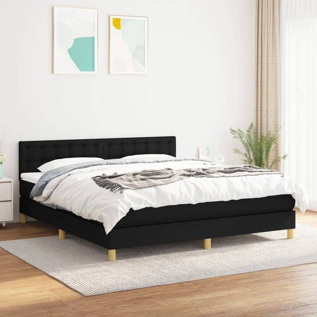 Ramsäng med madrass blå 180x200 cm tyg