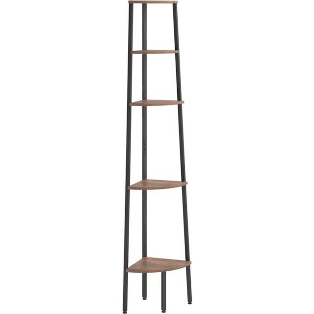 stigereol med 5 hylder 45,5x31,5x180 cm mørkebrun og sort